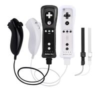 Confezione da 2 Controller Wii Con Motion Plus - Telecomandi in Bianco e Nero e Nunchucks Inclusi