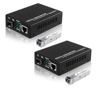 Confezione da 2 convertitori multimediali da fibra a Ethernet con modulo LC SFP multimodale Gigabit, da 1,25 G SFP a 10/100/1000M RJ45, MMF, 850 nm, fino a 550 m