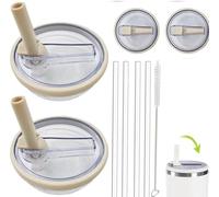 Confezione da 2 coperchi di ricambio con cannuccia da 1,2 l, resistenti agli schizzi, riutilizzabili, adatti per Stanley Quencher da 1,2 l, copertura riutilizzabile per bicchiere (beige, 1184 g)