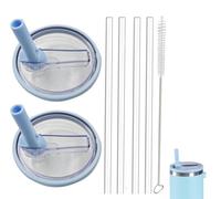 Confezione da 2 coperchi di ricambio per bicchieri Stanley IceFlow da 0,89 l, resistenti agli spruzzi, con 4 cannucce e 1 spazzola per la pulizia (azzurro, 850,5 g)