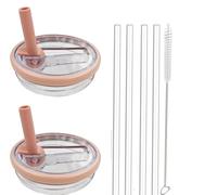 Confezione da 2 coperchi di ricambio per bicchieri Stanley IceFlow da 0,89 l, resistenti agli spruzzi, con 4 cannucce e 1 spazzola per la pulizia (rosa, 850,5 g)