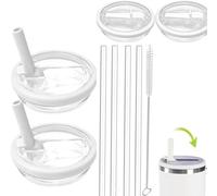 Confezione da 2 coperchi di ricambio per Stanley Quencher H2.0 0,89 L, non adatti a iceflow 0,89 l, copertura riutilizzabile con 4 cannucce e 1 spazzola per la pulizia