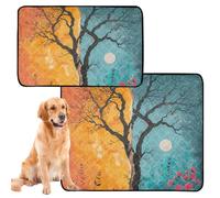 Confezione da 2 coperte per cani e cani, lavabili e antiscivolo, per cassa aerea, 61 x 91,4 cm + 91,4 x 106,7 cm, motivo: albero magico