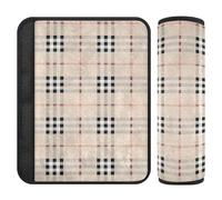 Confezione da 2 coperture per cinture di sicurezza a quadri, colore nero, bianco, beige, per alleviare lo stress al collo e alle spalle, per la maggior parte delle auto, per cinturon de seguridad