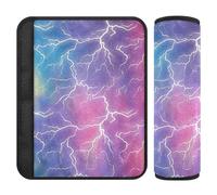 Confezione da 2 coperture per cinture di sicurezza per auto, con bulloni fulmini, colore arcobaleno, per fermare la cintura di sicurezza nel collo, coperture per cinture di sicurezza per la maggior