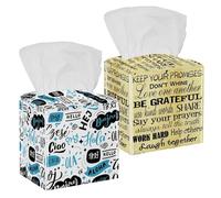 Confezione da 2 coperture per fazzoletti, citazioni sulle regole familiari, in pelle PU, quadrate, per bagno, comò, tavolo, piano di lavoro, comodino, ufficio, auto