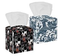 Confezione da 2 coperture per fazzoletti, tradizionale fiume acquatico in pelle PU, supporto quadrato per bagno, comò, tavolo, bancone, comodino, ufficio, auto