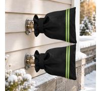 Confezione da 2 coperture per rubinetti da esterno per l'inverno, sacchetti | Due coperture isolate per rubinetti con cinghie riflettenti verdi aiutano a proteggere i rubinetti esterni e i bavaglini dal