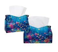 Confezione da 2 coperture per scatola di fazzoletti, blu marino paesaggio rettangolare porta fazzoletti per bagno, cucina, camera da letto, piano di lavoro, casa, ufficio, auto