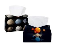 Confezione da 2 coperture per scatola di fazzoletti con pianeti del sistema solare (5), supporto moderno - supporto decorativo per piano di lavoro del bagno, comodini, scrivania da ufficio e auto