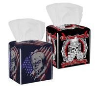 Confezione da 2 coperture per scatola di fazzoletti, motivo teschio, usa la tua giovinezza il più bene possibile, in pelle PU, supporto quadrato per bagno, comò, tavolo, bancone, comodino, ufficio