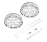 Confezione da 2 coperture per ventola del riscaldatore per camper, in acciaio inox, con ganci a molla e strisce in silicone per protezione dagli insetti antiruggine, colore argento