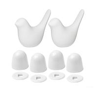 Confezione da 2 copribulloni per WC con uccelli in porcellana unici e set di 4 bulloni per WC (bianco)