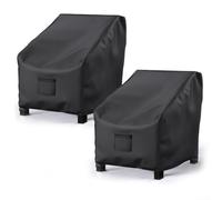 Confezione da 2 coprisedie resistenti alle intemperie per sedie da giardino in tessuto Oxford 600D, design di ventilazione, coulisse regolabile e fibbie sicure (nero)