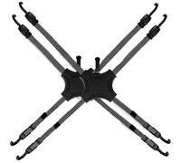Confezione da 2 corde elastiche nere con ganci, corde elastiche piatte a 4 vie con impugnatura in gomma, stabili e antiscivolo, regolabili, resistenti, per campeggio, camion, moto, ciclismo, yacht