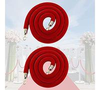 Confezione da 2 corde in velluto rosso con ganci in acciaio inossidabile dorato, palo di controllo della folla, corda sostegno in 5 piedi(Redgold Hooks,3.3ft/100cm)
