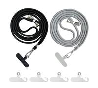 Confezione da 2 cordini per cellulare con 4 patch trasparenti, collana universale per cellulare, cinturino regolabile