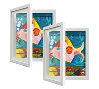 Confezione da 2 cornici artistiche per bambini, intercambiabili, 20 x 25,5 cm, con tappetino e 22,9 x 30,5 cm senza tappetino, apertura frontale bianca, cornice portaoggetti per bambini, per appendere