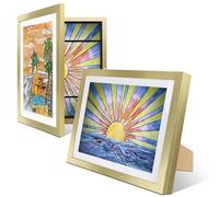 Confezione da 2 cornici per opere d'arte per bambini intercambiabili 10 x 12,5 W, cavalletti, 2 tappetini per cornici da 22 x 30 cm, formato A4, 20,5 x 28 cm, progetti artistici per bambini, cornici