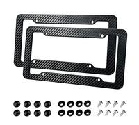 Confezione da 2 cornici per targa, in fibra di carbonio, copertura per targa anteriore e posteriore, con elementi di fissaggio e viti, supporto universale a 4 fori, telaio per targa in plastica