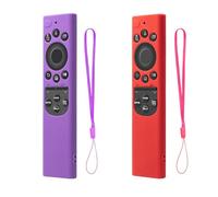 Confezione da 2 cover per telecomando Samsung Smart Solar Cell Remote 2021 2022 BN59-01357/01385/01265A, antiscivolo, antiurto, in silicone, con cordino anti-smarrimento, viola e rosso