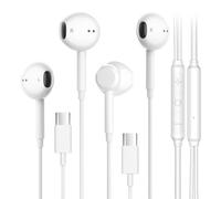 Confezione da 2 cuffie USB C cablate per iPhone 17/16/15 Pro Max Plus, auricolari di tipo C per MacBook, iPad Pro Air Mini, auricolari per Samsung, Google Pixel, controllo microfono, volume, musica