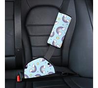 Confezione da 2 cuscinetti per cintura di sicurezza per auto, morbido cuscino per cintura di sicurezza con dispositivo di regolazione della cintura di sicurezza per bambini (Arcobaleno)