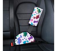 Confezione da 2 cuscinetti per cintura di sicurezza per auto, morbido cuscino per cintura di sicurezza con dispositivo di regolazione della cintura di sicurezza per bambini (Piccolo Dinosauro)