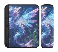 Confezione da 2 cuscinetti per cintura di sicurezza per furgoni e cinture di sicurezza, per fermare il taglio della cintura di sicurezza nel collo, con motivo drago marino, colore neon, confezione da