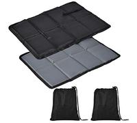 Confezione da 2 cuscini da esterni pieghevoli, da usare come seduta e tappetino per sedersi, impermeabile, portatile, in tessuto Oxford, con 2 tasche portaoggetti, in nero/grigio, escursioni, picnic