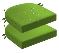 Confezione da 2 cuscini impermeabili per sedie da esterno, spessi 5,1 o 7,6 cm, con lacci, a forma di U, per sedie da pranzo, veranda e mobili da esterno (Z15, 45,7 x 38,1 x 5,1 cm)