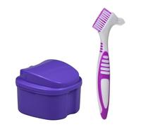 Confezione da 2 custodie da bagno per protesi, con spazzola per la pulizia della protesi, coperchio e cestello filtrante, strumento portatile per la pulizia dei denti falsi, cura completa per protesi