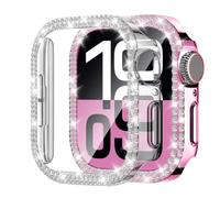 Confezione da 2 custodie impermeabili per Apple Watch Serie 11/10, protezione schermo da 42 mm, con glitter a doppia fila di strass per accessori iWatch, One Size, Plastica