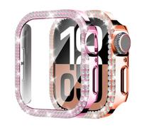 Confezione da 2 custodie impermeabili per Apple Watch Serie 11/10, protezione schermo da 42 mm, con glitter a doppia fila di strass per accessori iWatch, One Size, Plastica