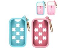 Confezione da 2 custodie in silicone compatibili con il disinfettante per le mani Touchland da 30 ml, con portachiavi, grazioso design a fiocco, porta disinfettante, per borse, profumo, per donne e