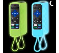 Confezione da 2 custodie in silicone per telecomando Roku Express/Streaming Stick/Premiere, per telecomando TV TCL Hisense Roku, cover di ricambio che si illuminano al buio (verde e blu)