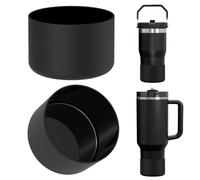 Confezione da 2 custodie per borracce compatibili con Stanley Quencher H2.0 da 20 oz/30 oz/40 oz, IceFlow Flip da 20 oz/30 oz, protezione in silicone per il fondo della borraccia (Nero)