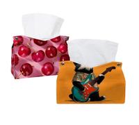 Confezione da 2 custodie per fazzoletti con gatto che suona la chitarra, supporto moderno - supporto decorativo per piano di lavoro del bagno, comodini, scrivania da ufficio e auto