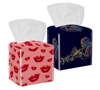 Confezione da 2 custodie per fazzoletti, trombettista jazz, in pelle PU, quadrate, per bagno, comò, tavolo, bancone, comodino, ufficio, auto