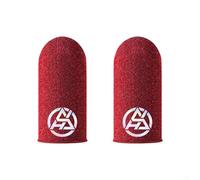 Confezione da 2 custodie per pollice da gioco in fibra d'argento, per PUBG, guanti lisci per il controllo del tocco per giocatori competitivi, nero (rosso)