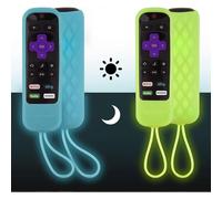 Confezione da 2 custodie per Roku/Streaming Stick/Premiere - Custodia in silicone per telecomando TCL Hisense Roku TV, fosforescente, verde e blu