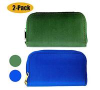 Confezione da 2 custodie per schede di memoria, custodia da trasporto adatta per Micro SD, Mini SD e 4X CF, custodia a portafoglio per l'organizzazione di archiviazione multimediale (blu + verde)