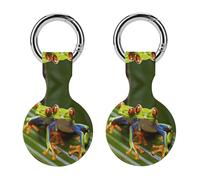 Confezione da 2 custodie protettive per AirTag, motivo albero dagli occhi rossi, custodia in silicone per Apple Airtag, con portachiavi per chiavi, borsa, collare per animali domestici