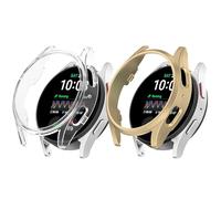 Confezione da 2 custodie protettive per Samsung Galaxy Watch 7 40 44 mm, cover rigida in policarbonato antiurto a prova di caduta per custodia per smartwatch Galaxy Watch 7 (trasparente+oro, 44 mm)