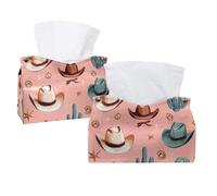 Confezione da 2 custodie rettangolari per fazzoletti, cappelli e cactus, Wild West, per bagno, cucina, camera da letto, piano di lavoro, casa, ufficio, auto