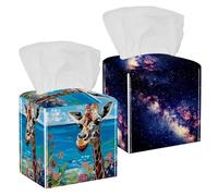 Confezione da 2 custodie rettangolari per fazzoletti, con motivo galassia, nebulosa e universo, per casa, bagno, ufficio, auto, organizer per fazzoletti facciali