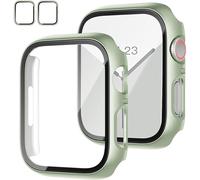 Confezione da 2 custodie XiHAMA + pellicola protettiva in vetro temperato compatibile con Apple Watch Series 9/8/7 da 41 mm, cover sottile in PC HD