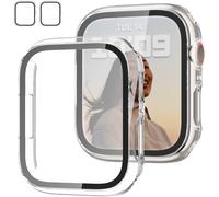 Confezione da 2 custodie XiHAMA + pellicola protettiva in vetro temperato compatibile con Apple Watch Series 9/8/7 da 41 mm, cover sottile in PC HD.