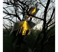 Confezione da 2 decorazioni di Halloween per esterni, scheletri fantasma luminosi, spettrali oggetti di scena per cortile, portico, giardino, albero, decorazioni per feste interne