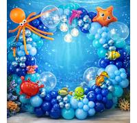 Confezione da 2 decorazioni per feste a tema oceano, 330 pezzi, blu, kit di ghirlande ad arco con palloncini a bolla, animali marini, palloncini per Nemo Dory Luca Compleanno sotto il mare Decorazioni